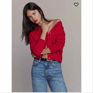 NWT Reformation Clara Cashmere Cardigan Sweater Cherry M